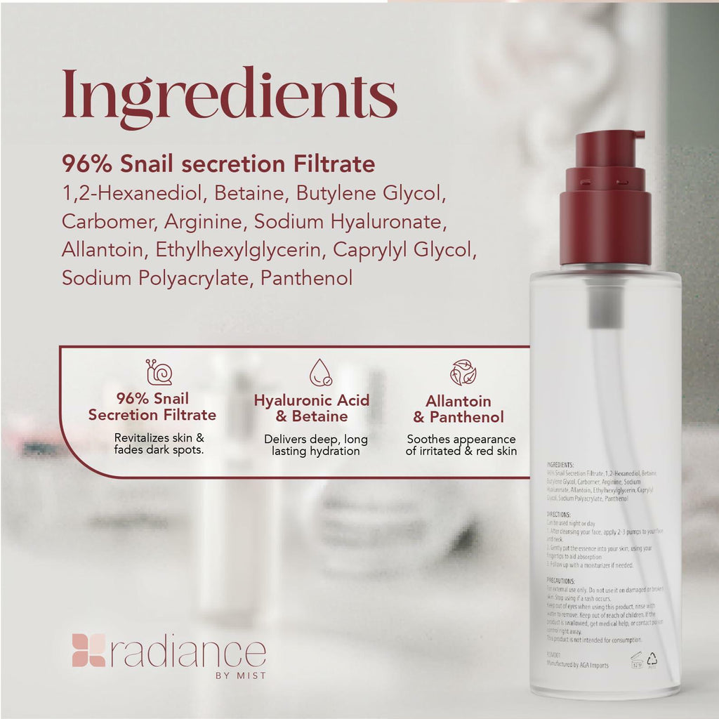 Radiance Snail Mucin Serum 96% Mucin Hyaluronic Acid 100ml Korean Skin Care LIKE