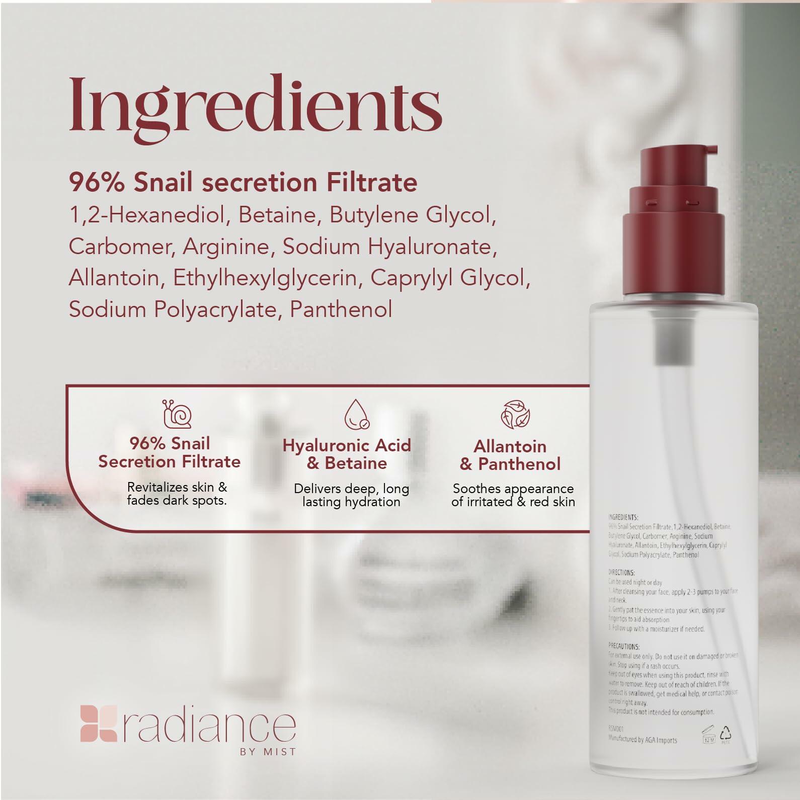 Radiance Snail Mucin Serum 96% Mucin Hyaluronic Acid 100ml Korean Skin Care LIKE